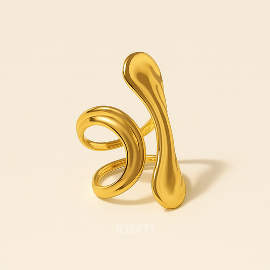 18k Gold Plated Layered S shaped Resizable Ring