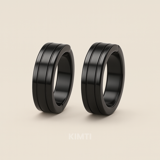 Men-Black Hoop Earring