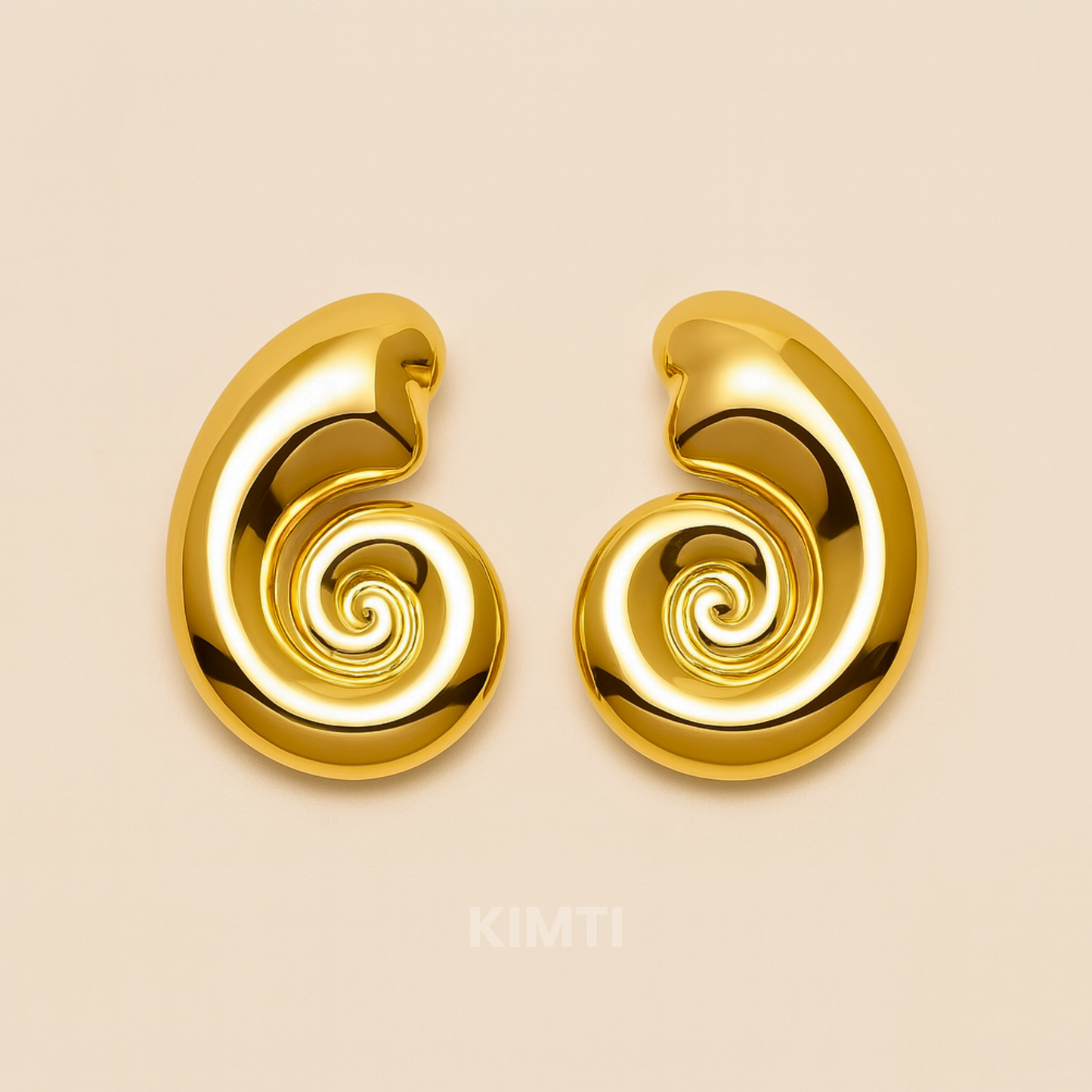 18K Gold Plated spiral stud chunky Earring