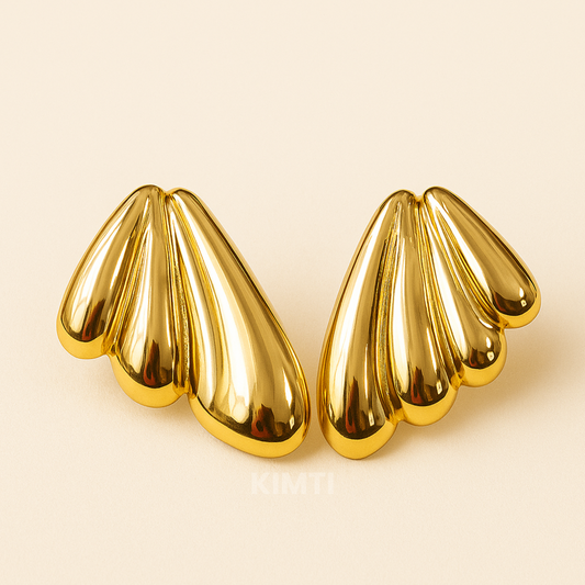 18k Gold Plated Sculpted Glimmer Studs Earring