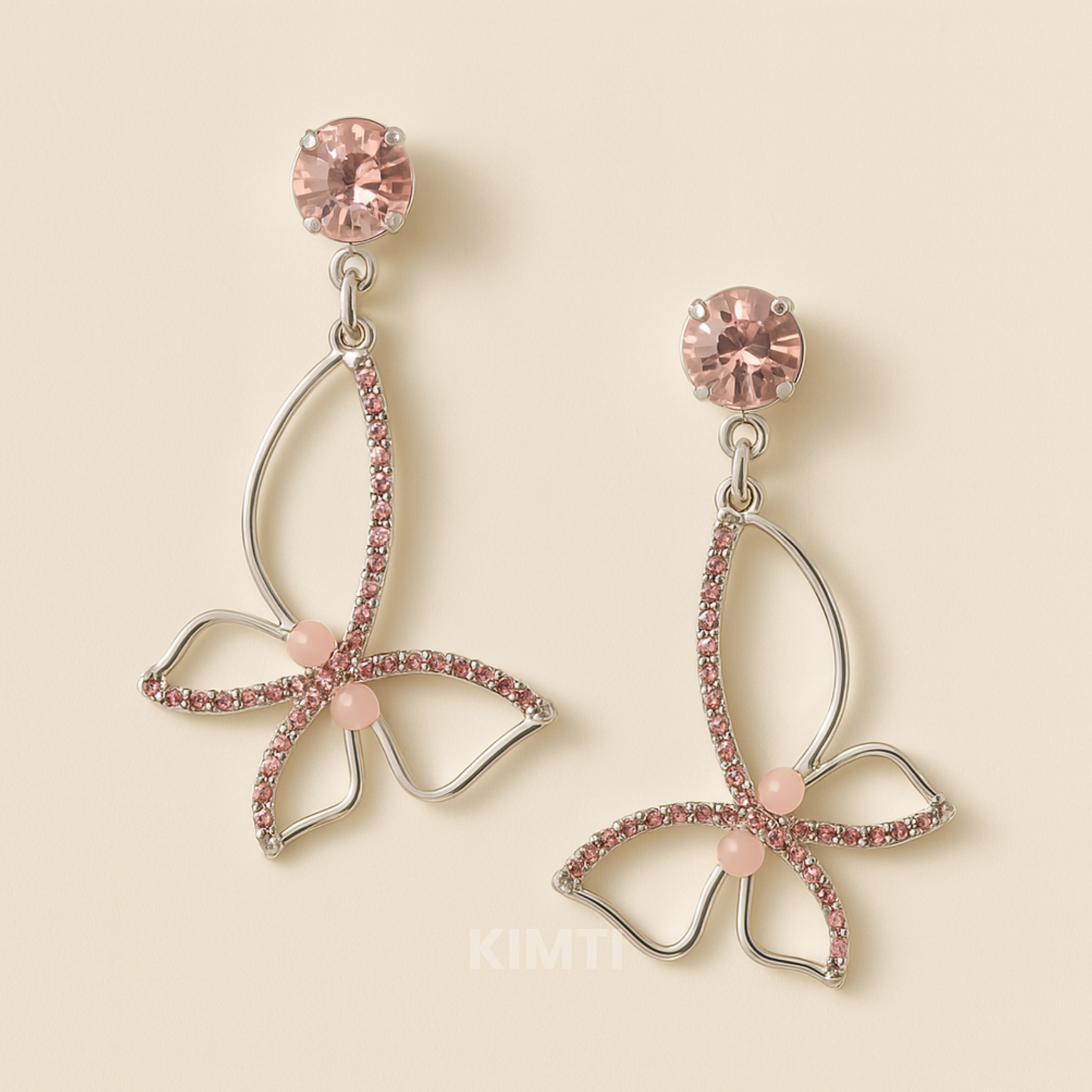 Pink Butterfly Turkish Dangler Earring