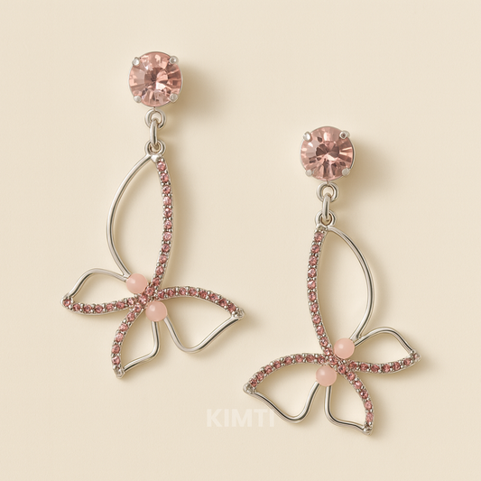 Pink Butterfly Turkish Dangler Earring