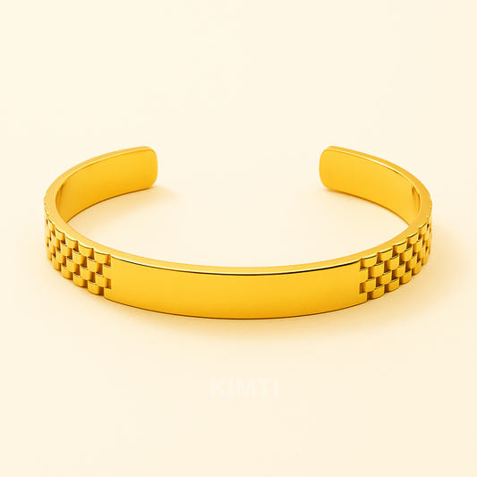 Men-Yellow Chimes Golden Broad  Bracelet