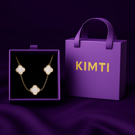 18k Gold Plated white Clover Necklace