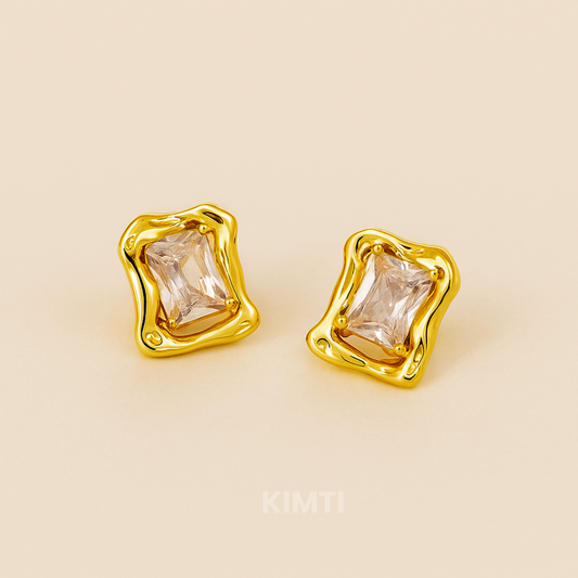 Liquid Gold Frame Studs Earring