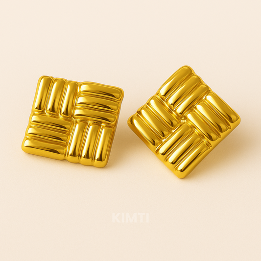 18K Gold Plated Square Earrings