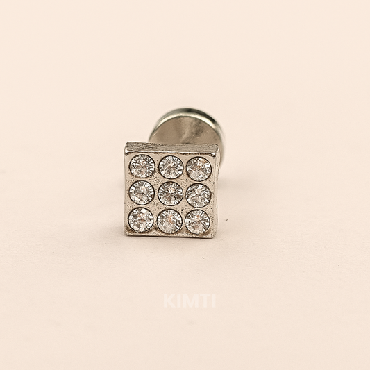 Men -Silver Toned Stud Earring