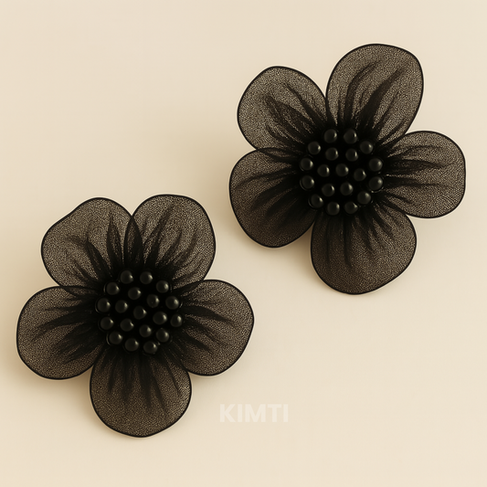 Black Flower Stud Earring