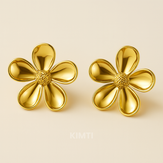 18k Gold Plated Flower Anti Tarnish Earring