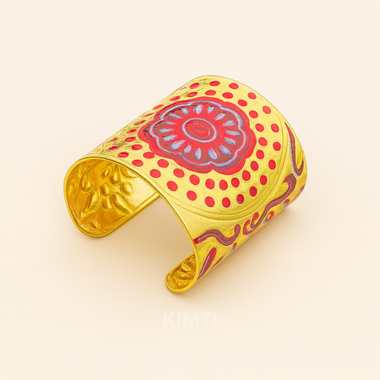 22K Gold Plated Anti Tarnish Brass Pink Bracelet