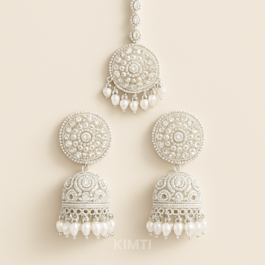 Golden Kundan Jhumka Earring with Mangtikka