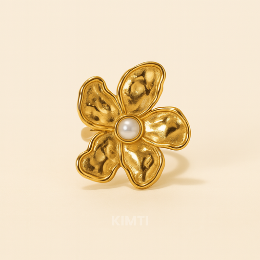 18k Gold Plated Flower Anti Tarnish Ring