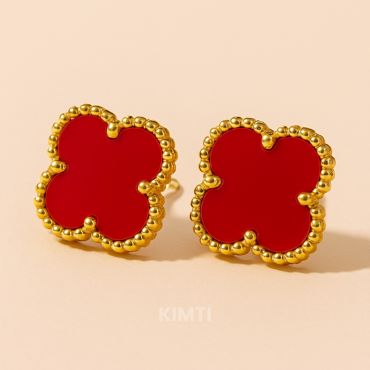 Red Clover Anti Tarnish Stud Earring