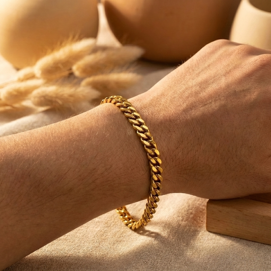 Men-18K Gold Plated Anti Tarnish Link  Bracelet