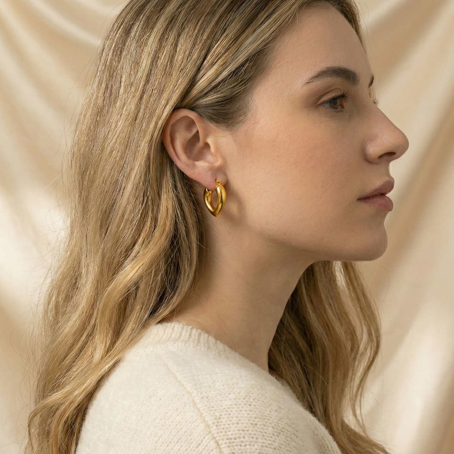 18K Gold Plated Golden Antique Hoops Anti Tarnish Earring