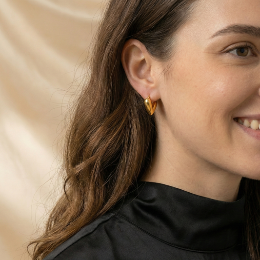 18K Gold Plated Heart Hoops Anti Tarnish Earring