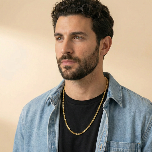 Men-18K Gold Plated Anti Tarnish Rope Chain