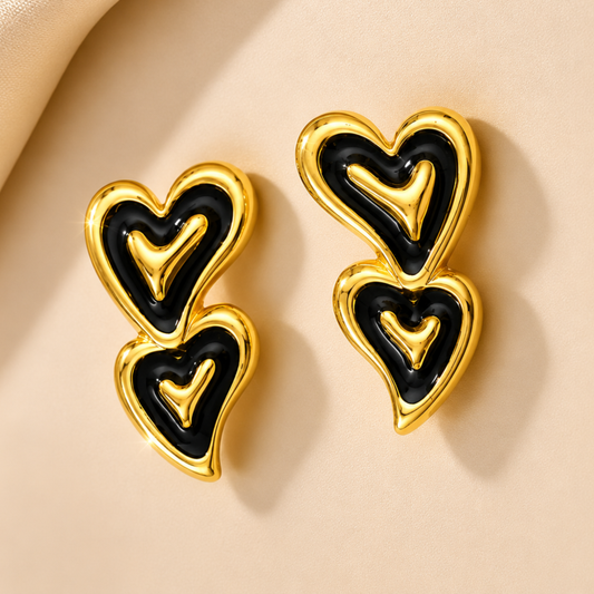 18K Gold Plated Pearl and Enamel Bow Earrings
