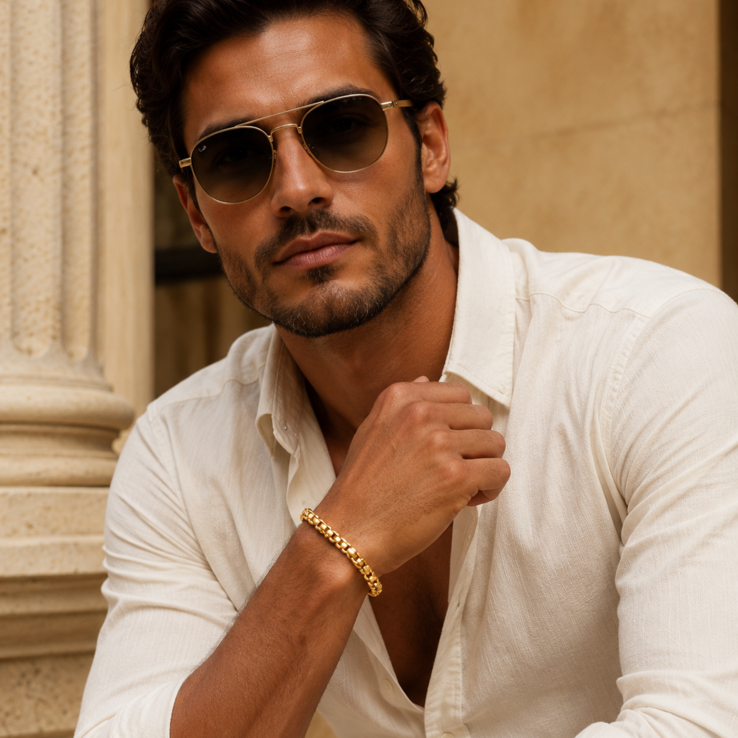Men - 18K Gold Plated Aurelia Link Bracelet