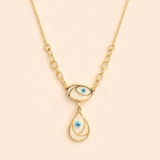 18k Gold Plated Blue Charm Nazar Necklace