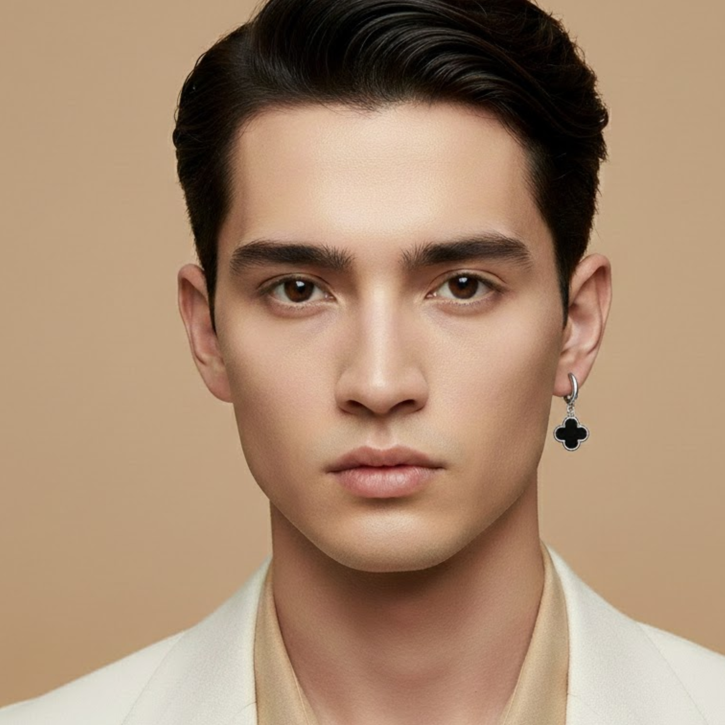 Men- Obsidian Charm Earring 