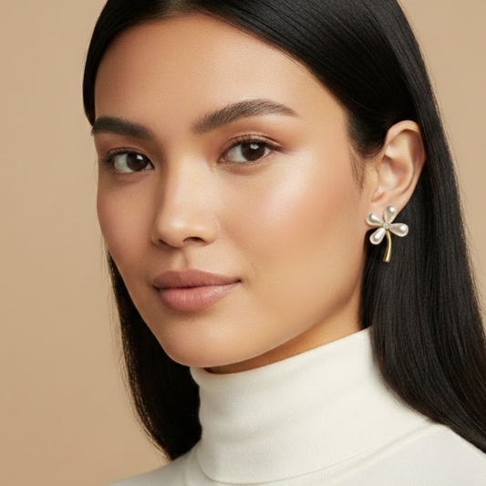 Crystal Floral Design Studs Earring