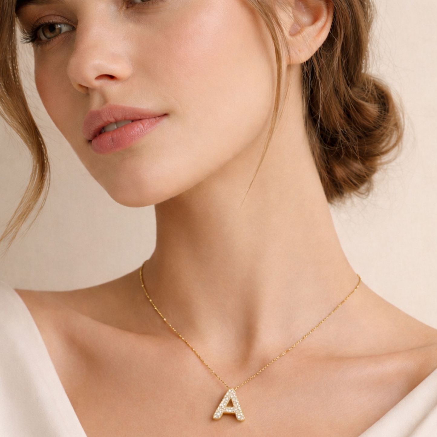 18k Gold Plated A Initial Necklace