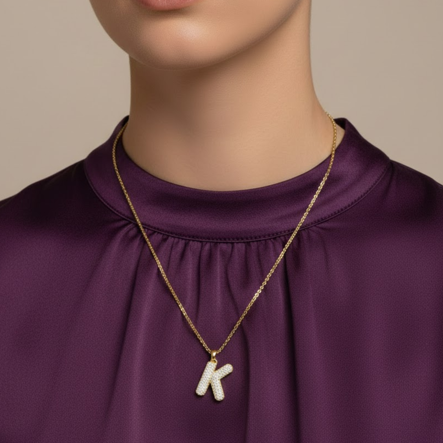 Minimal 18K Gold Plated K Letter Necklace