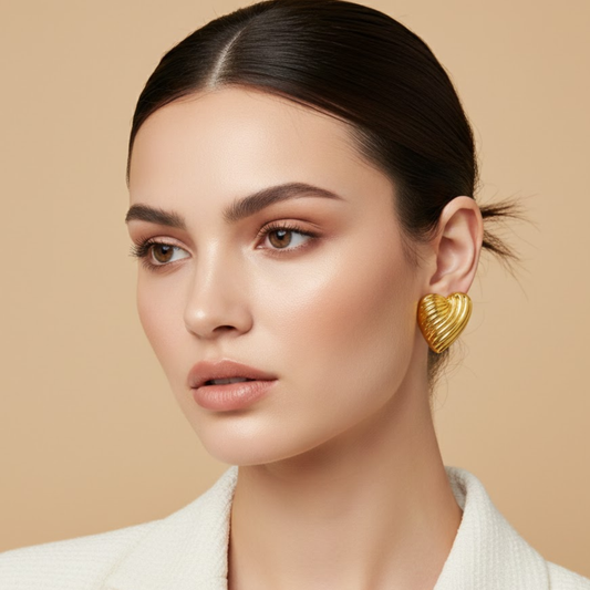 18k Gold Plated heart-shaped Anti Tarnish Earring