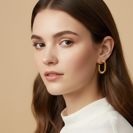 18K Gold Plated Circular Hoop Anti Tarnish Earrings