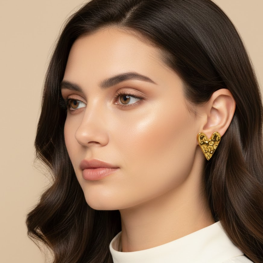 18k Gold-Plated  Heart Anti Tarnish Earring