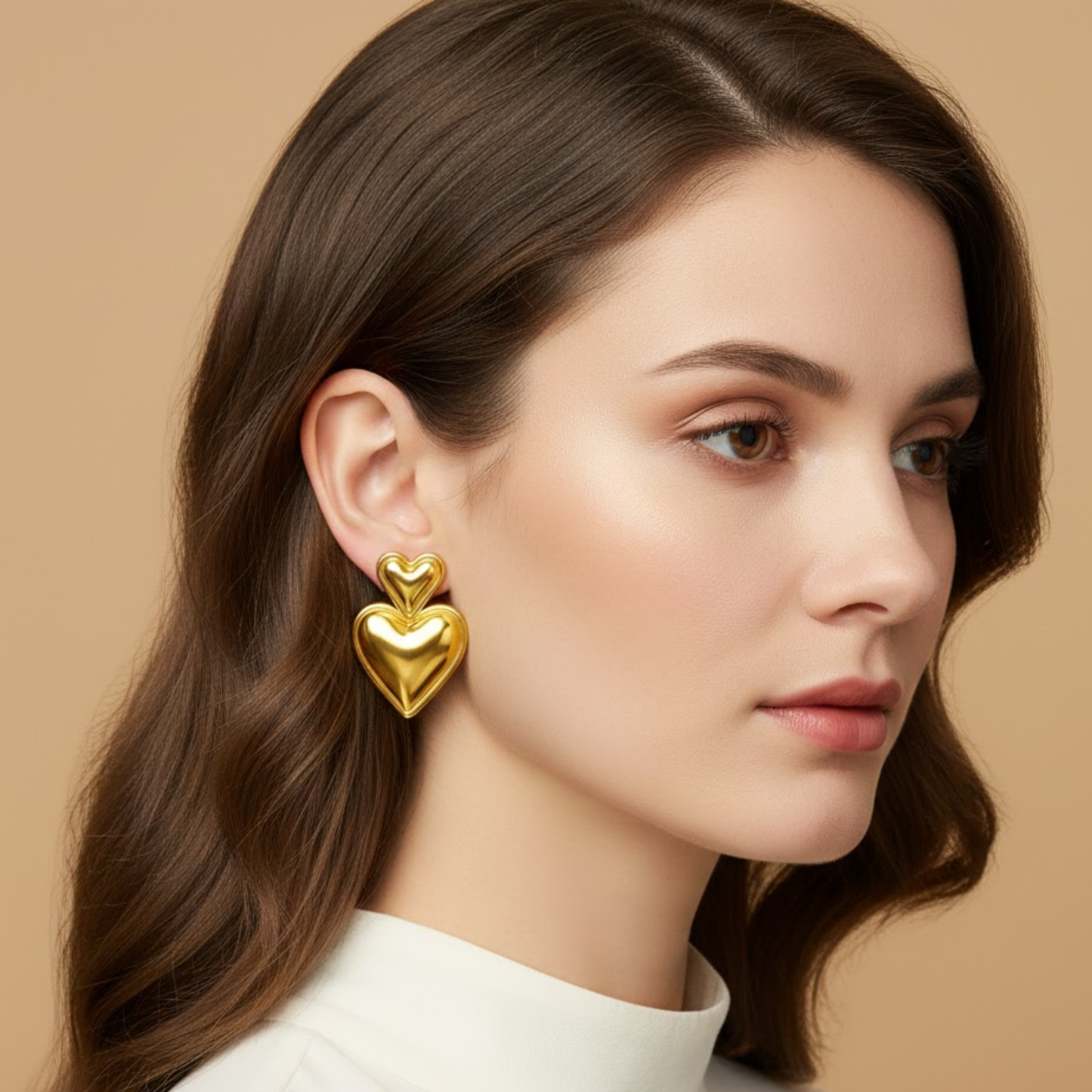 18k Gold Plated Love Drop Stud Anti Tarnish Earring