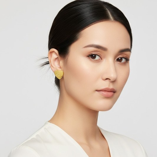 18K Gold Plated Heart Chunky Anti Tarnish Earring