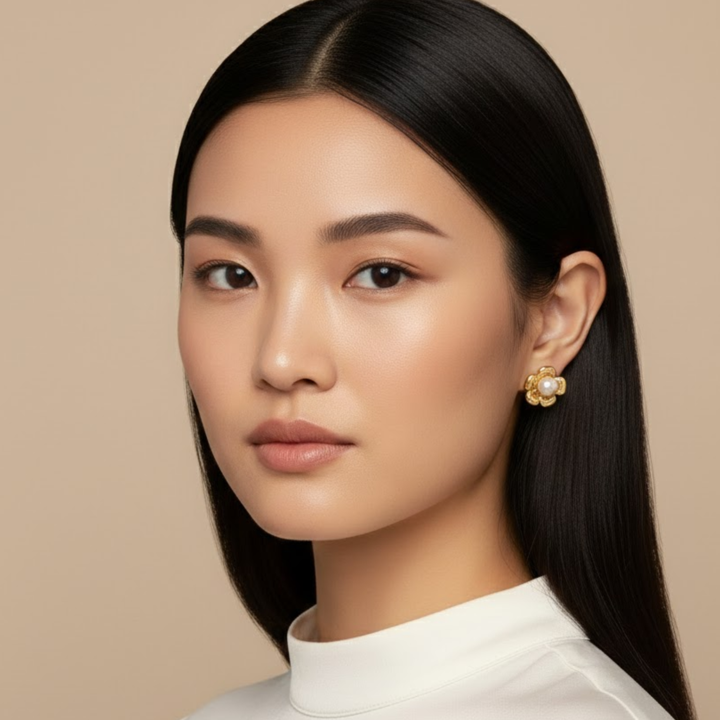 18k Gold Plated Pearl Flower Anti Tarnish Earring