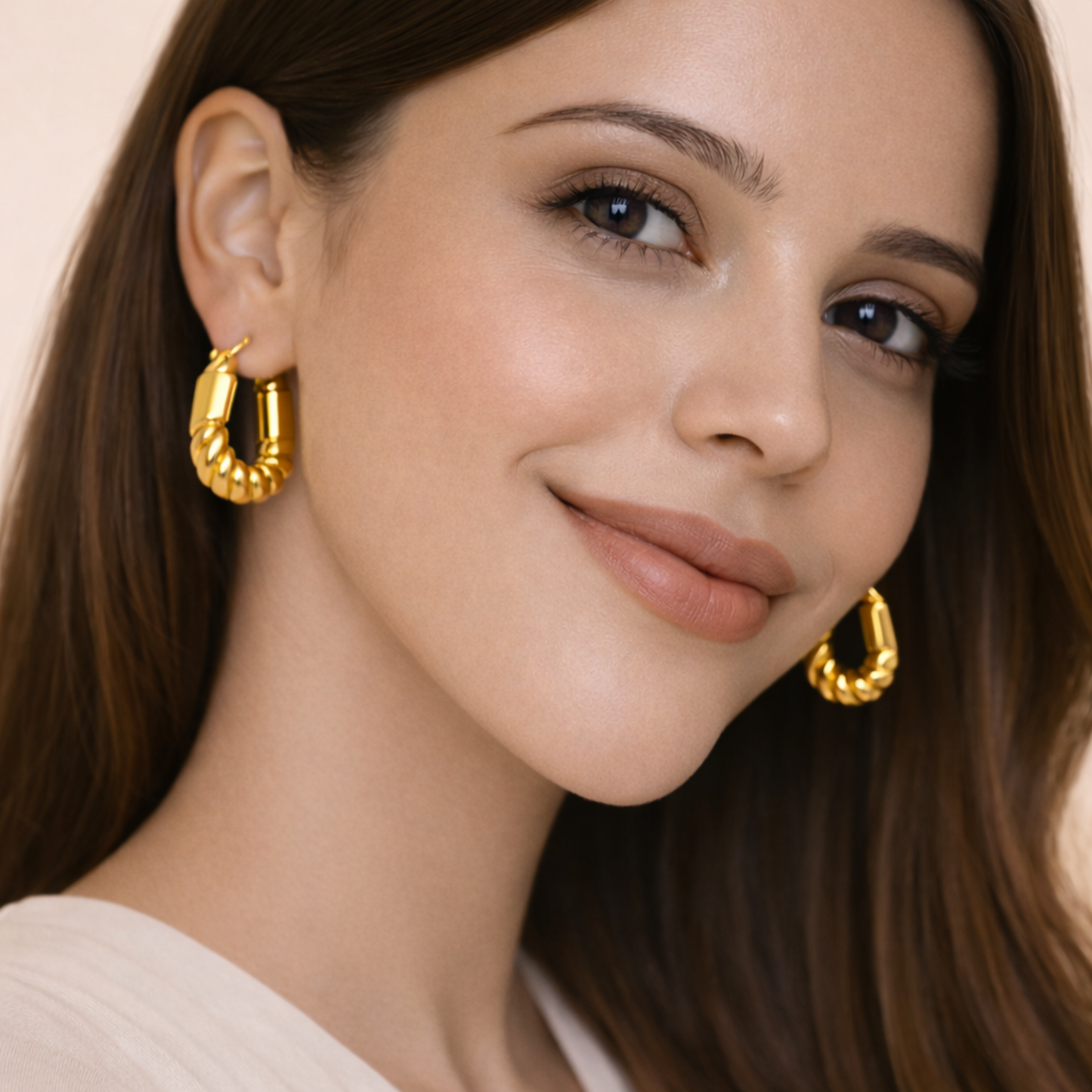 18K Gold Plated Geometric Hoop Anti Tarnish Earring