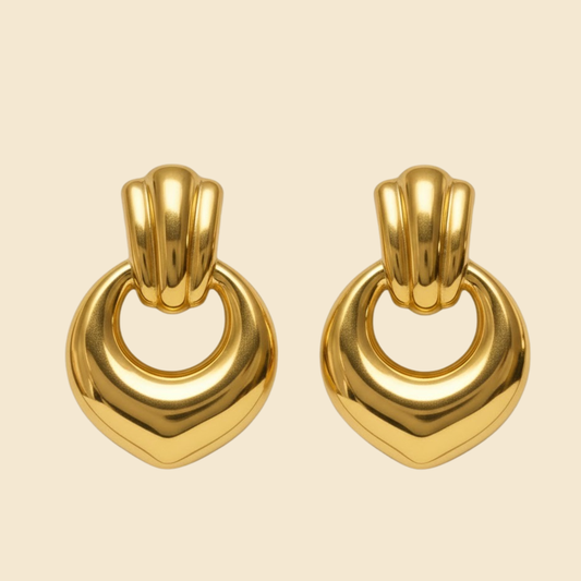 18K Gold Plated Celestia Statement Loop Drops Earring