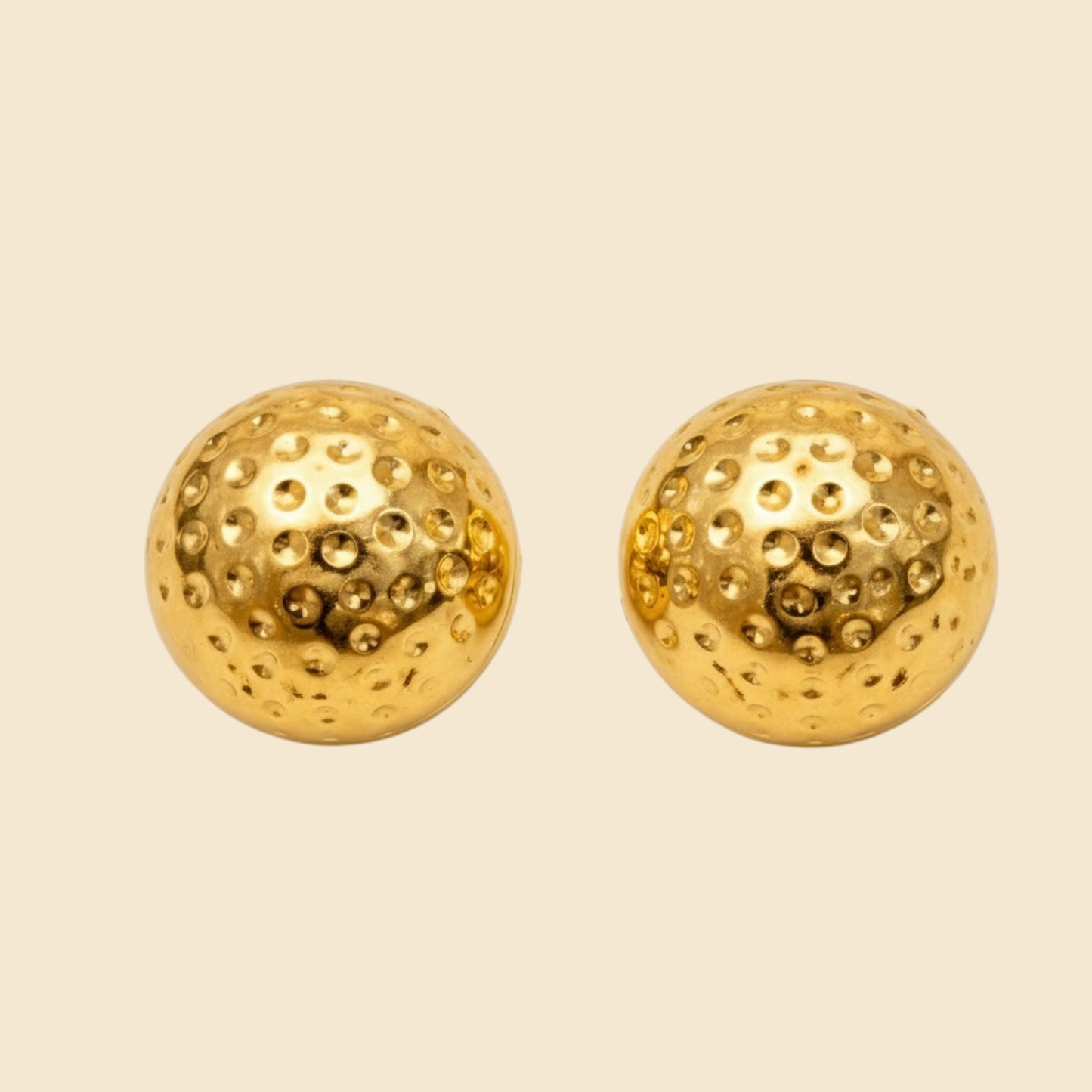 18K Gold Plated Celestia Dimpled Gold Stud Earrings