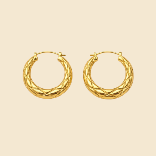 18K Gold Plated Solara Twirl Gold Hoop Earrings