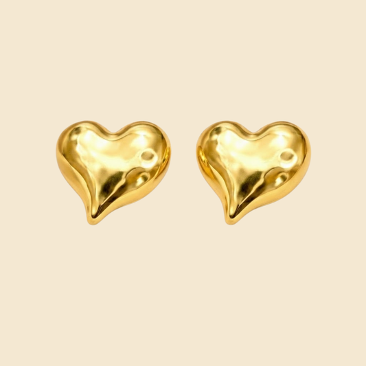 18K gold plated Lunelle Glossy Heart Earrings