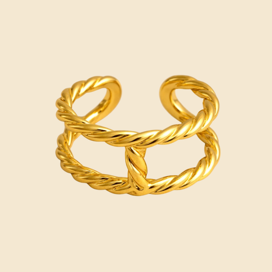 18K Gold Plated Intertwined Rope Ring