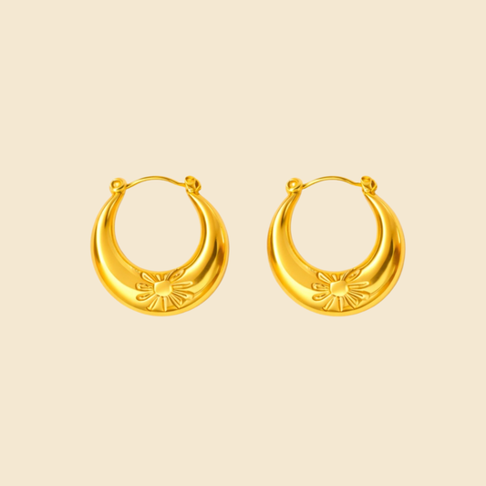 18k Gold Plated Flower Hoop Anti Tarnish Earring
