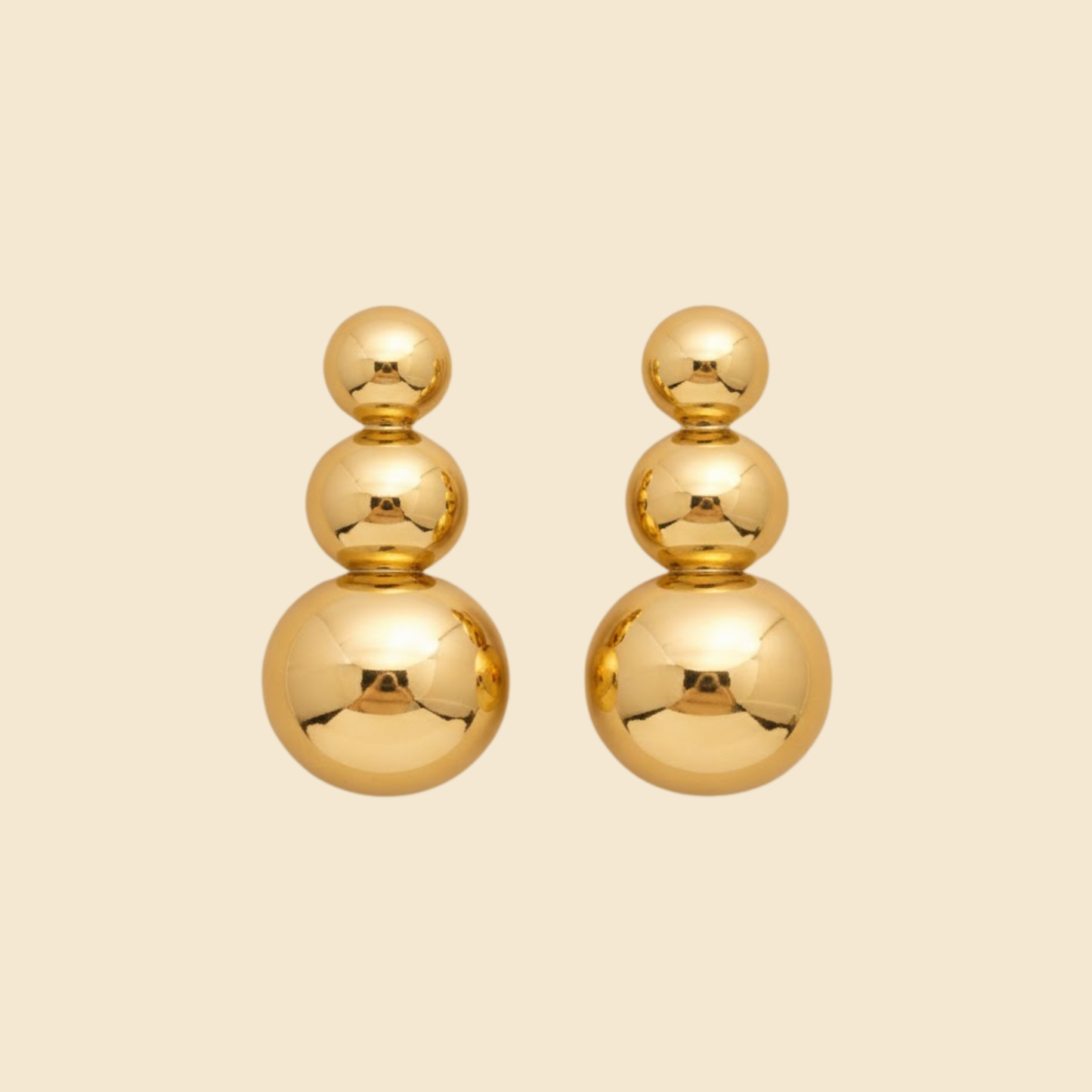 18k Gold Plated Trio Dome Royal Earrings