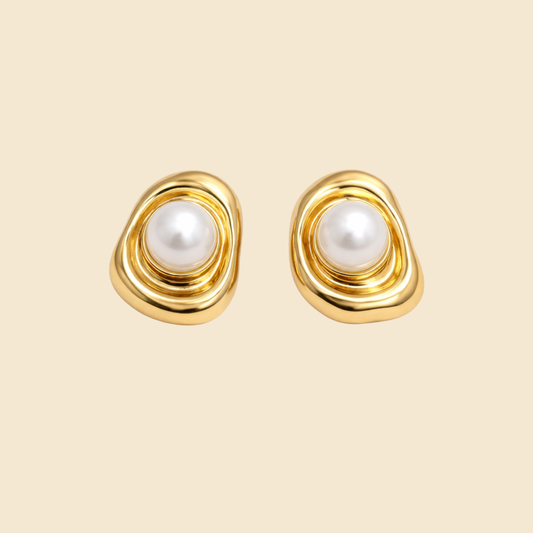 Golden Halo Pearl Earrings