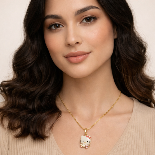 18k Gold Plated Peacock Cute Hello Kitty Necklace