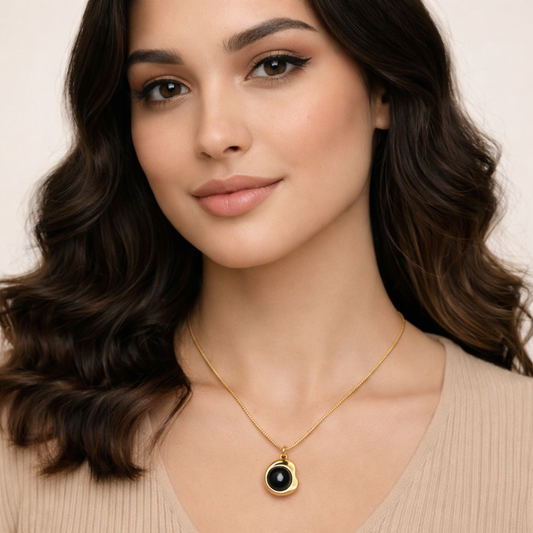 18k Gold Plated Eclipse Drop Anti Tarnish Necklace