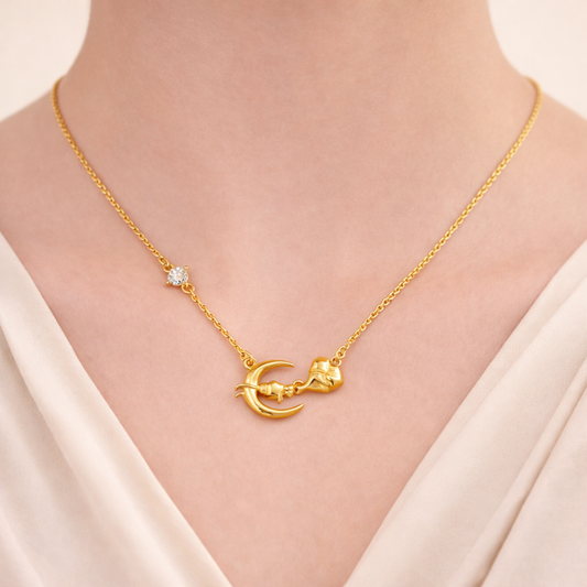 18k Gold Plated Moonlit Petal Necklace