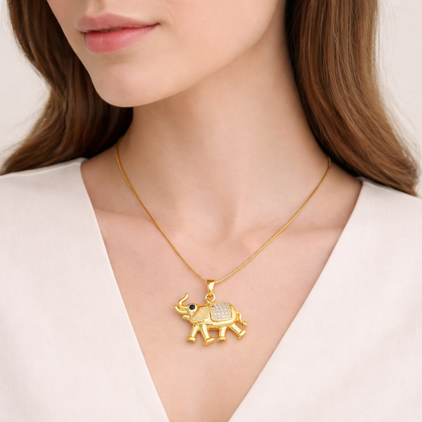 18k Gold Plated Jaipur Gold Elephant Necklace