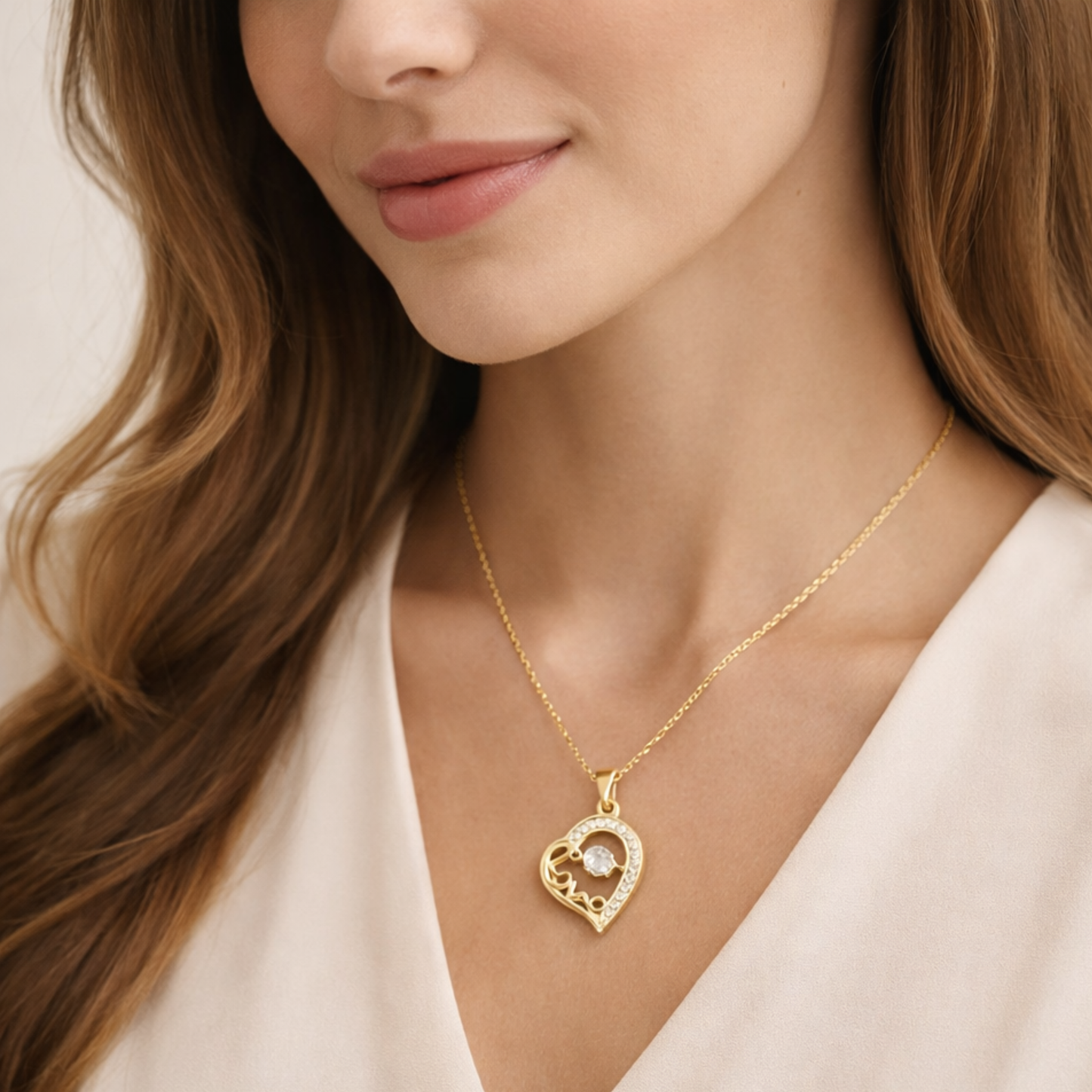 18K Gold Plated Feminine Heart Necklace