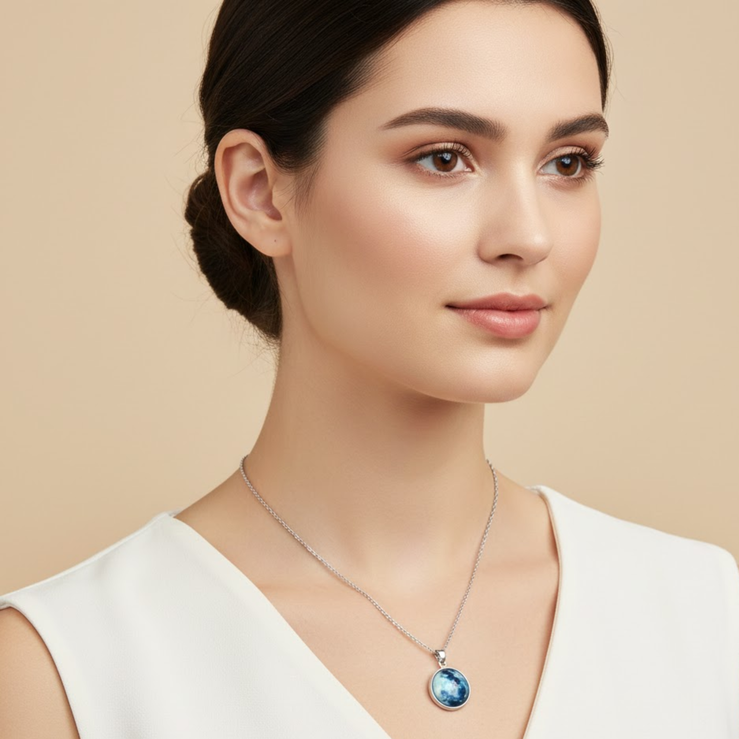 Galaxy Moonstone Silver Necklace