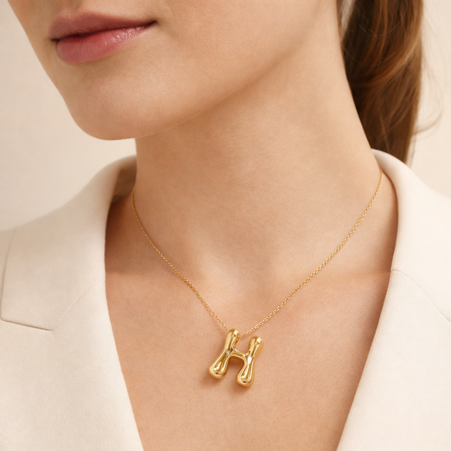 18k Gold Plated letter H gold pendant necklace